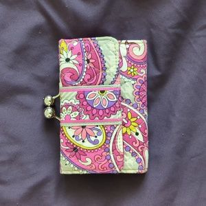 Vera Bradley Kiss lock Paisley Meets Plaid Pink Flower Wallet with Coin Purse